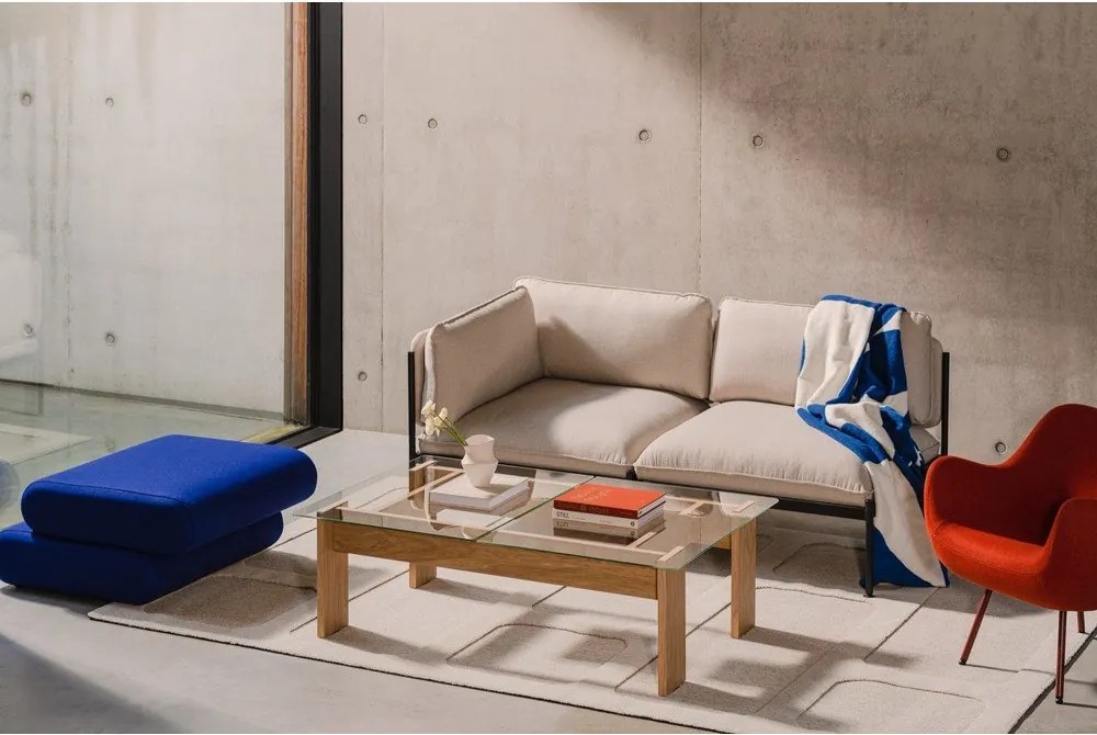 Масичка за кафе със стъклен плот в естествен цвят 86x132 cm Naiko – noo.ma