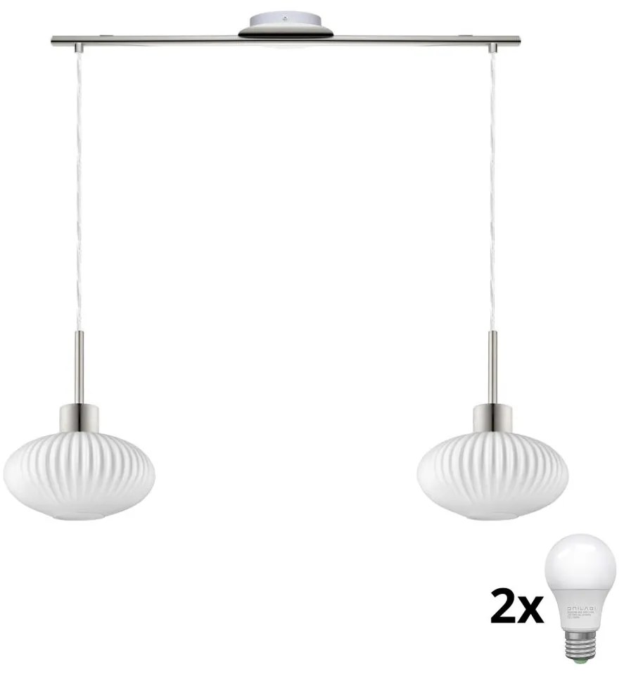 LED полилей на кабел HARMA 2xE27/60W/230V матов хром/бял