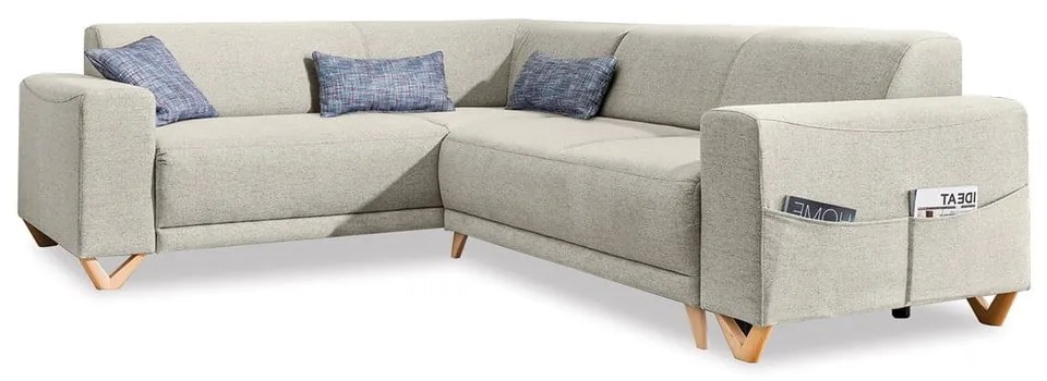 Бежов разтегателен/с място за съхранение ъглов диван (ляв ъгъл/L форма) Classy Sophie – Miuform