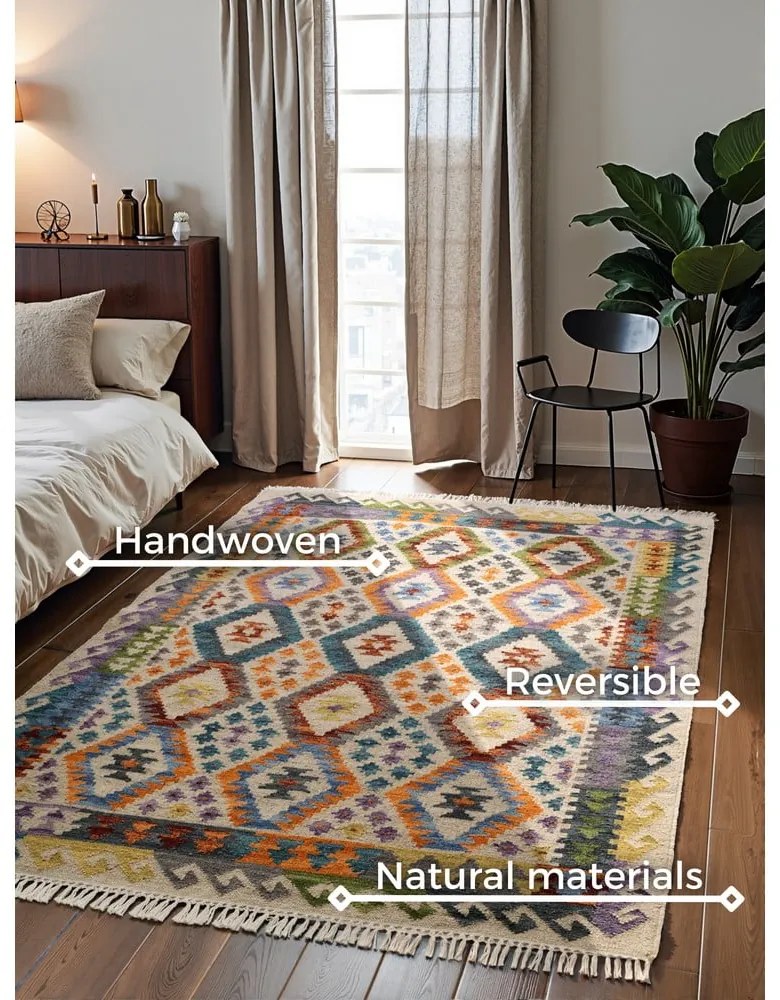 Двустранен ръчно изработен вълнен килим 200x290 cm Kamal Oasis – Nouristan