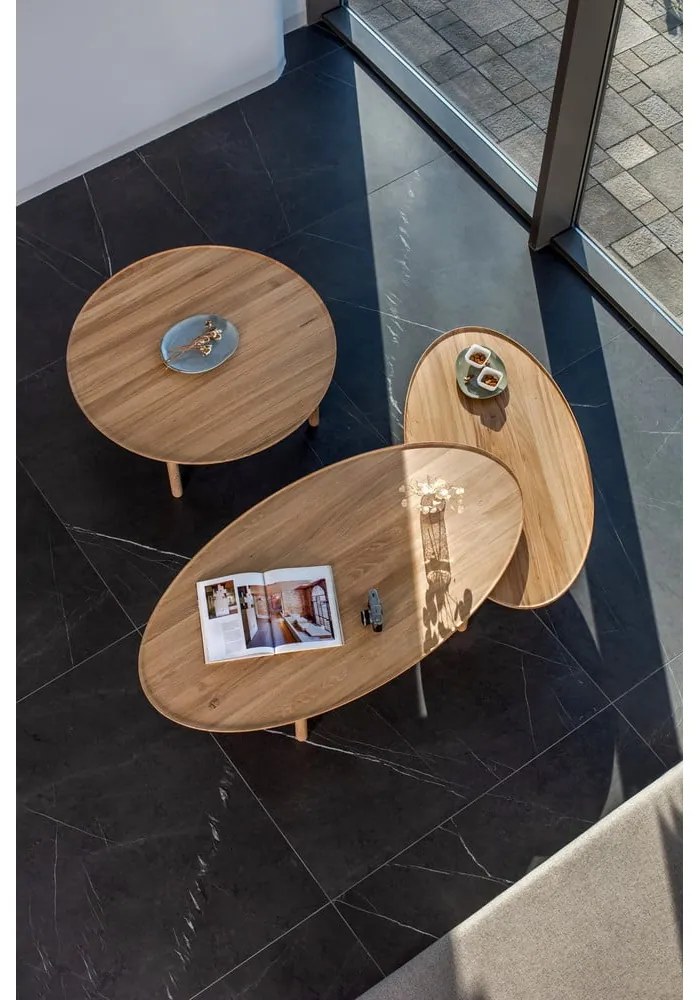 Дъбова маса за кафе в естествен цвят 65x120 cm Mu - Gazzda