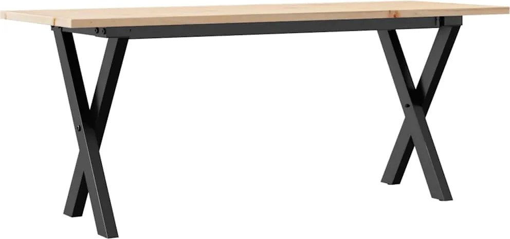 3282689 vidaXL Кафе маса X-образна рамка 110x40x45 см бор масив и стомана