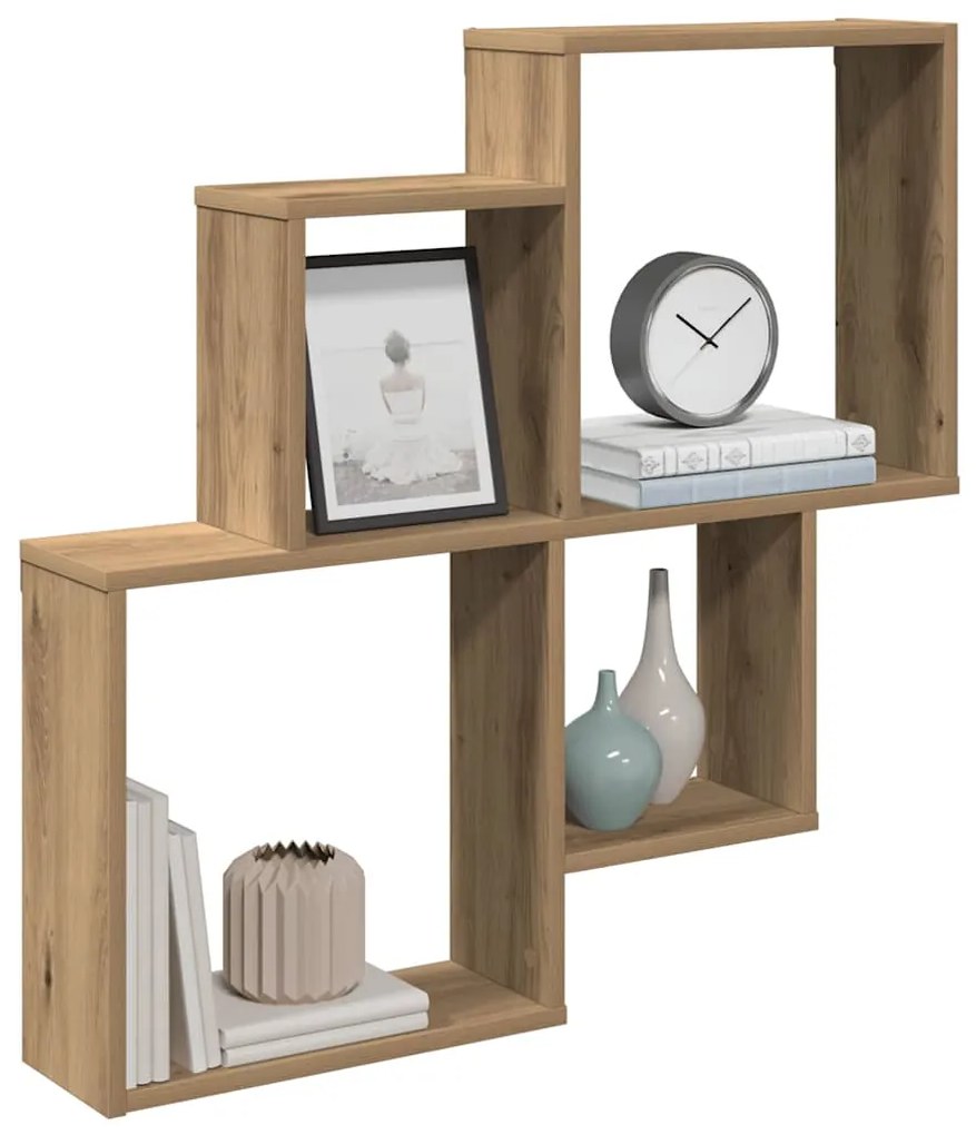856611 vidaXL стенна етажерка Artisan Oak 80x15x78,5 cm инженерна дървесина