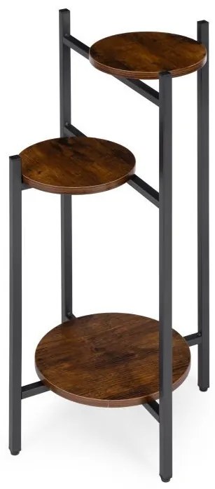 Стойка за цветя на тавана - 3-етажен рафт с кръгли дървени рафтове