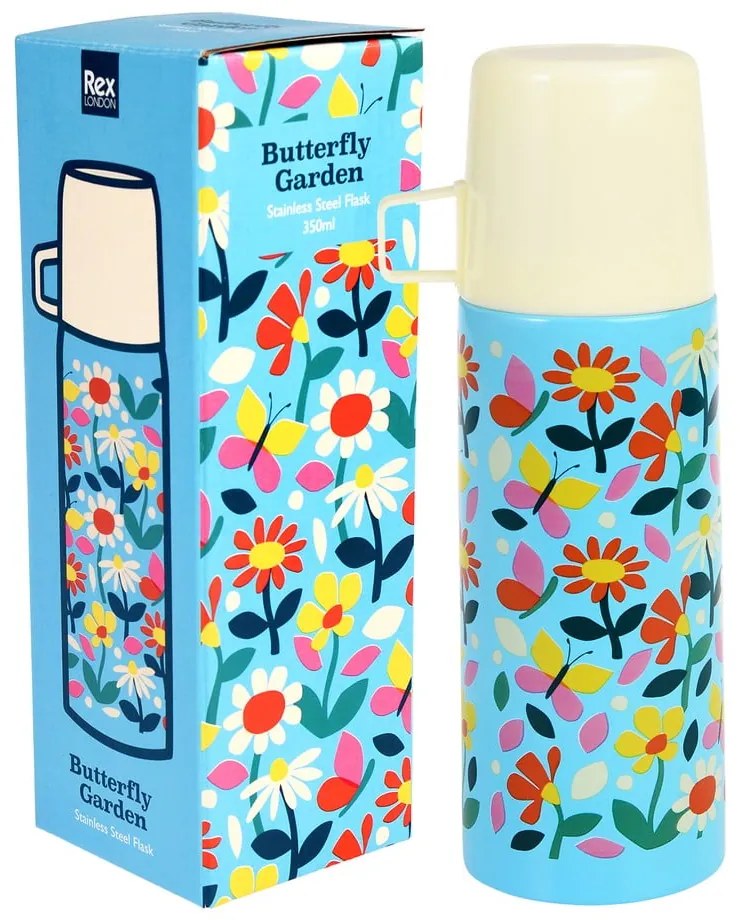 Син/кремав детски термос 350 ml Butterfly Garden – Rex London