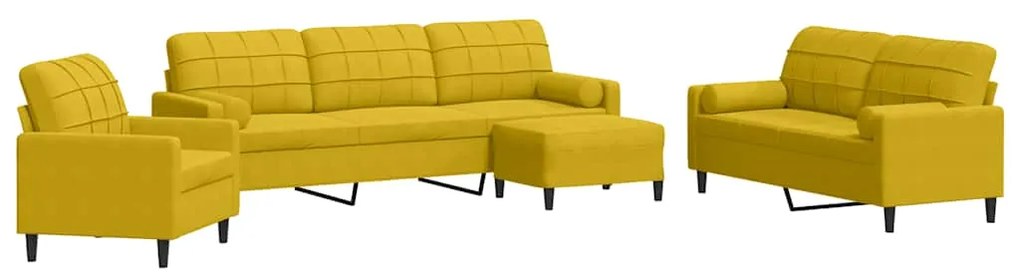 3278467 vidaXL Мека мебел от 4 части с възглавници и болстери жълт кадифе