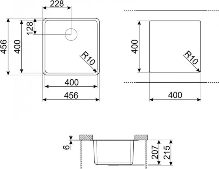 Кухненска мивка за под плот SMEG Quadra VZP45N, 45см, Антибактериална, Устойчива на надраскване и UV, Черен