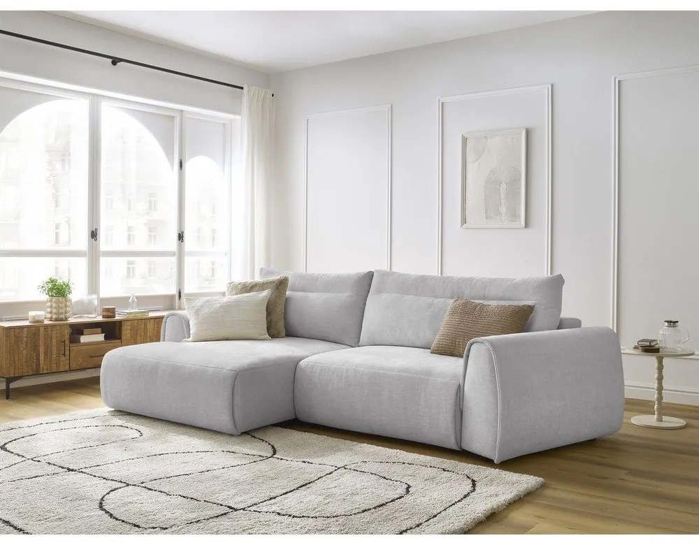 Светлосив ъглов диван Aden – Bobochic Paris