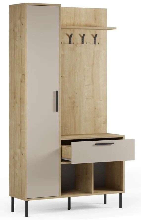 Кремаво-естествен комплект за коридор от декор от дъб 108x195x35 cm Heidy – Marckeric