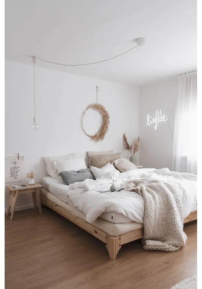 Двойно легло от борова дървесина с решетка 180x200 cm Elan - Karup Design