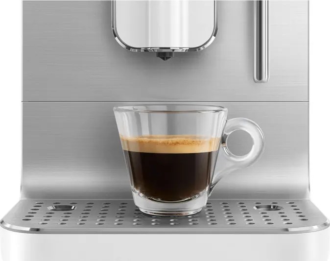 Еспресо машина SMEG Collezione BCC12WHMEU, 1350 W, 19 bar, 1.4 л, 8 функции, Вградена мелачка, Дюза за пара, Бял