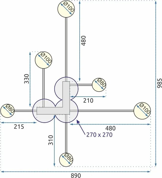 Плафон с 6 рамена BLACK LED APP521-6C