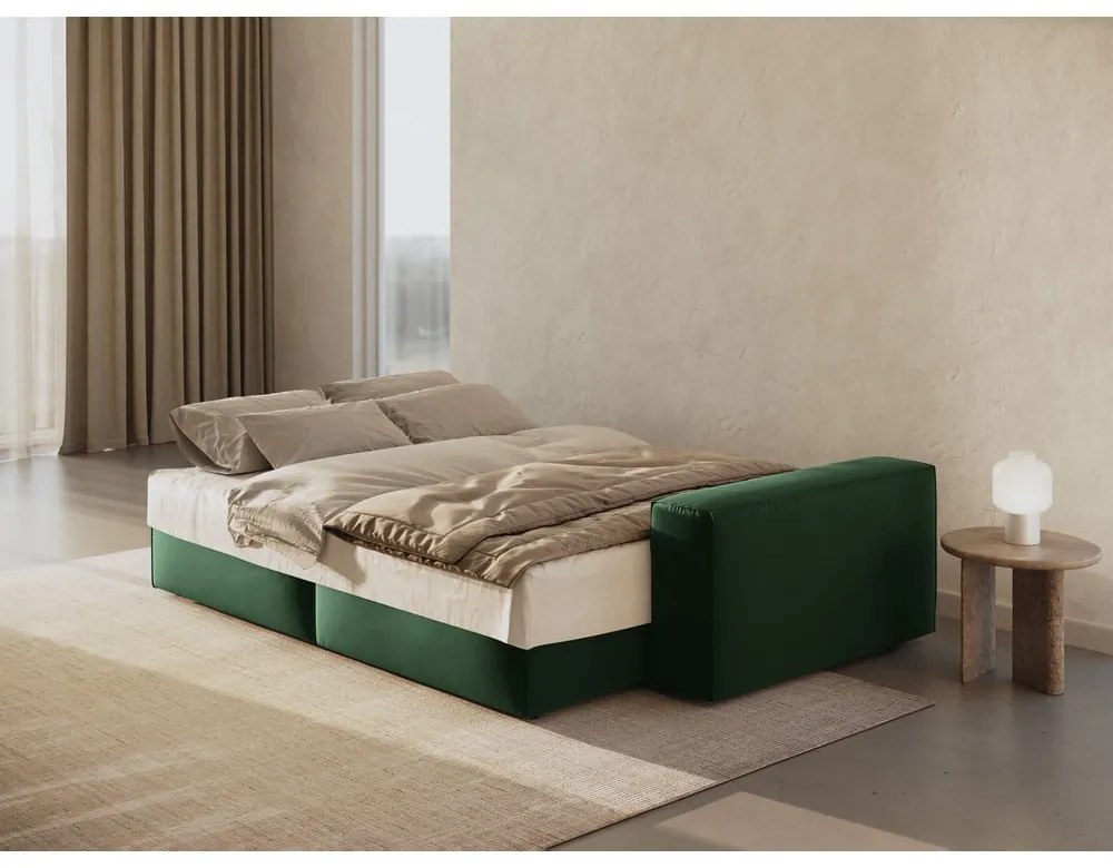 Тъмнозелен кадифен разтегателен диван с място за съхранение 247 cm Jodie – Micadoni