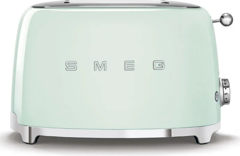 Тостер за хляб SMEG 50's Style TSF01PGEU, 950W, 2 филии, 6 нива, Тавичка за трохи, Вграден кабел, Неръждаема стомана, Зелен
