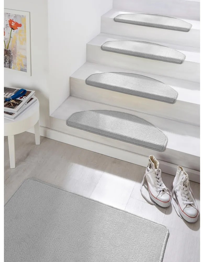 Сиви самозалепващи се килими за стълби в комплект 15 бр. 23x65 cm Fancy – Hanse Home