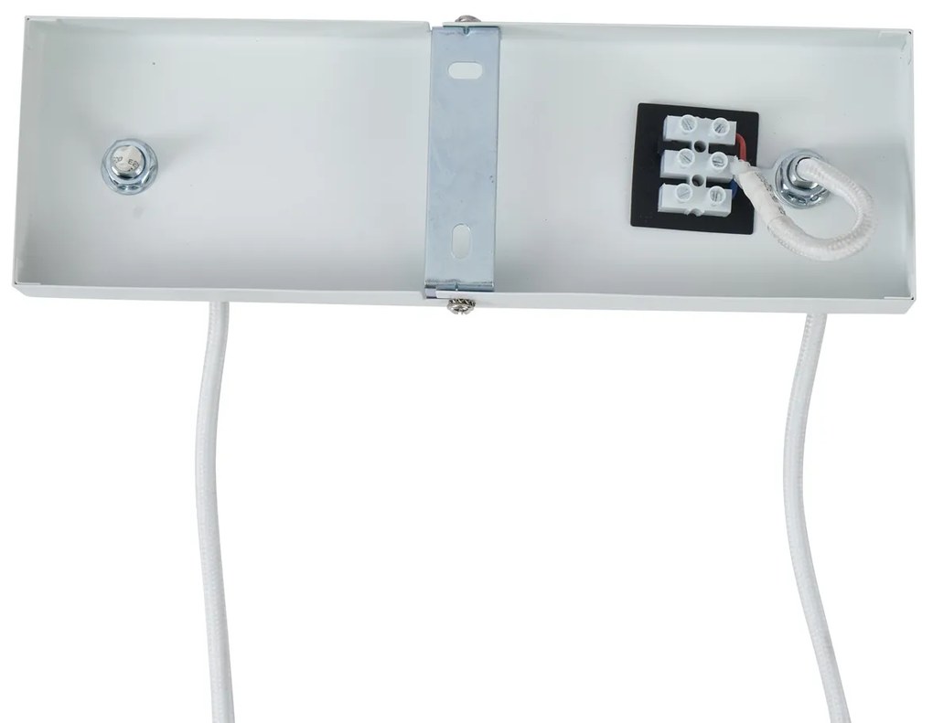 Модерен висящ лампион с дървен принт с бяло 6-лампи - Jeana Straight