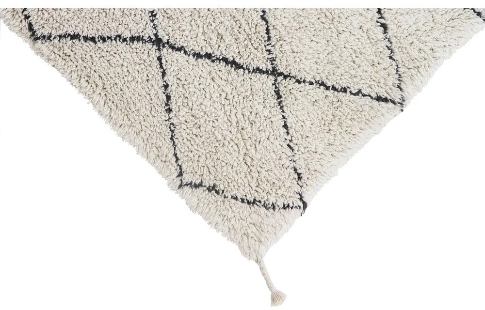 Кремав ръчно изработен памучен килим подходящ за пране 70x100 cm Mini Bereber – Lorena Canals