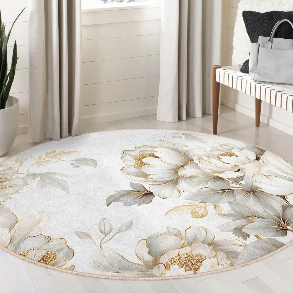 Светлосиво-бежов кръгъл килим подходящ за пране ø 100 cm Soft and Gentle – Mila Home