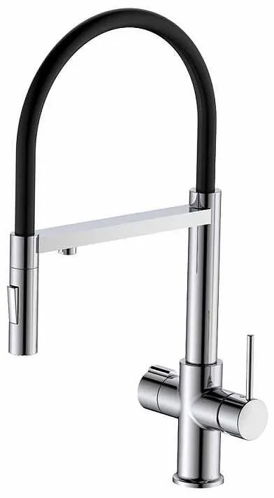 Смесител за кухня ACQUA PURA 7207074C, Inter Ceramic, месингов, хром, с изтеглящ се душ 48.7x4.5х32.2см