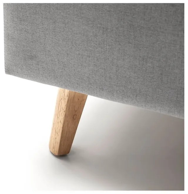 Светлосиво двойно легло 180x200 cm тапицирано с място за съхранение с включена подматрачна рамка Frieda – Meise Möbel