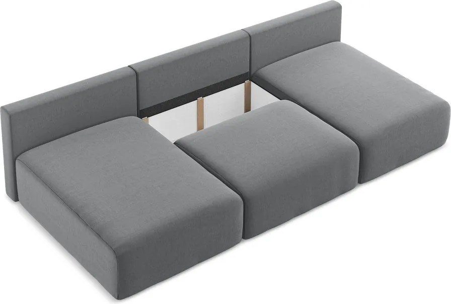 Сив кадифен сгъваем/с място за съхранение ъглов диван (U форма) Kalena – Makamii