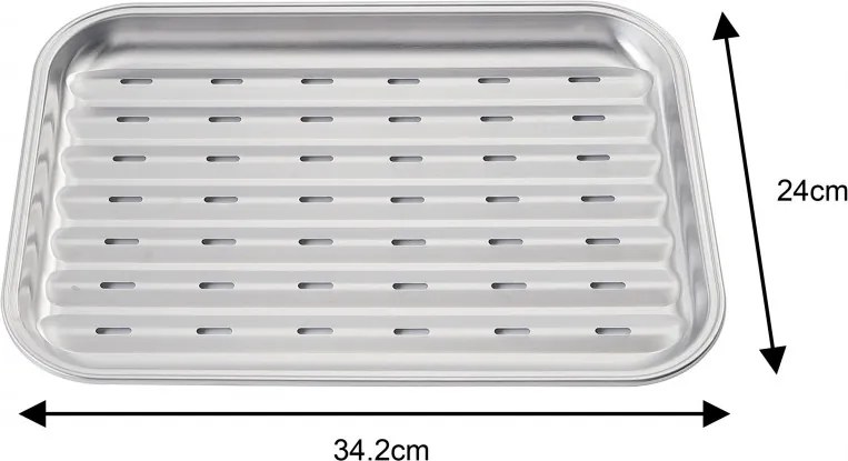 Грил тава за скара/барбекю Kinghoff KH 1916, 34.2х24.5 см, Неръждаема стомана, Перфорирана, Инокс