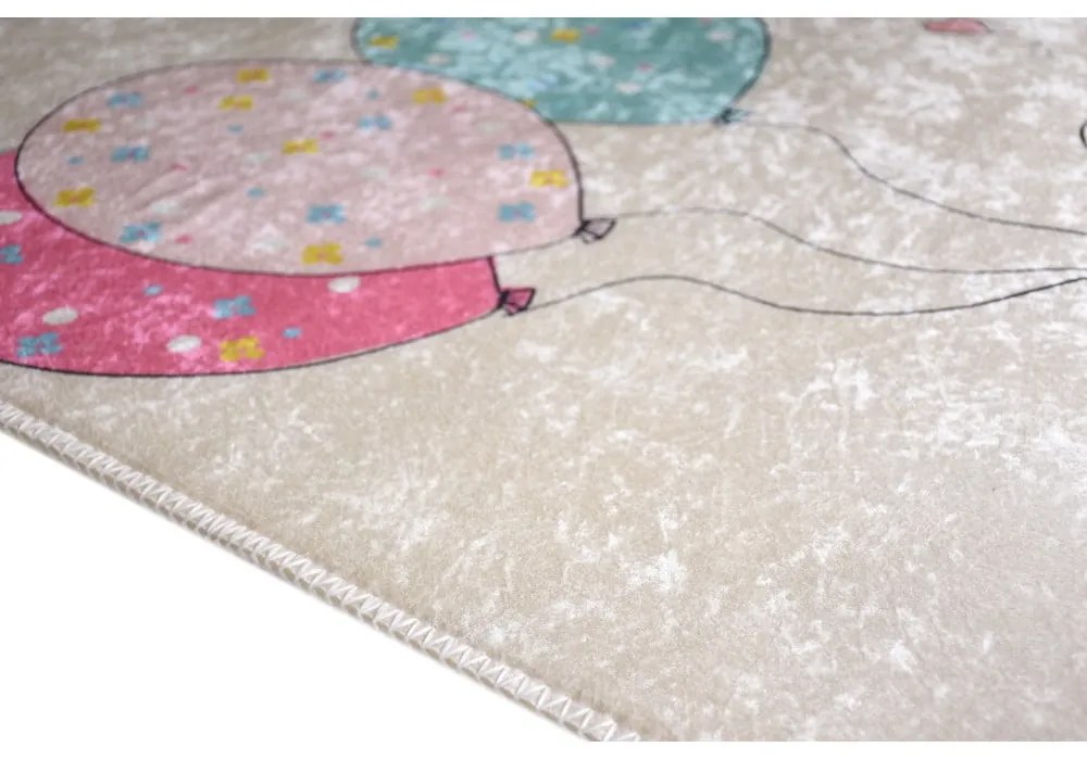 Сетски килим подходящ за пране в розово и цвят слонова кост 160x230 cm Girl & Baloons – Vitaus