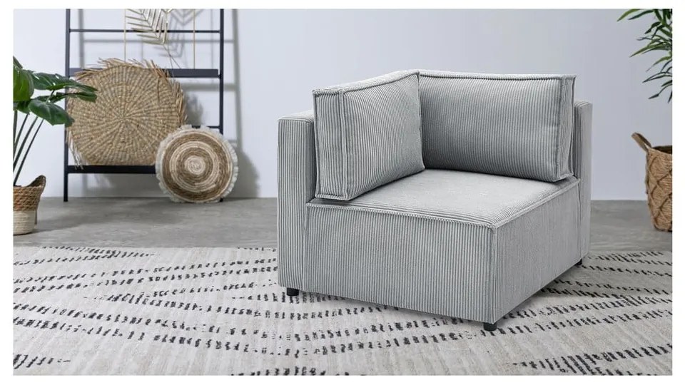 Светлосив променлив модулен диван от велур Nihad modular - Bobochic Paris