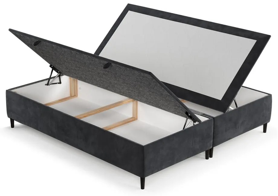 Антрацитно тапицирано двойно легло с място за съхранение 140x200 cm Tate – Maison de Rêve