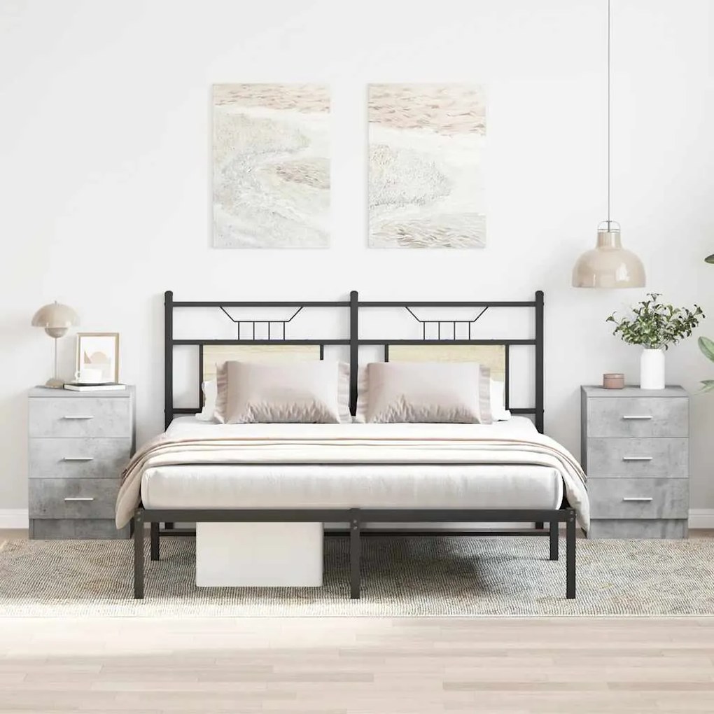 800459 vidaXL Нощни шкафчета, 2 бр, бетонно сив, 38x35x56 см, инженерно дърво