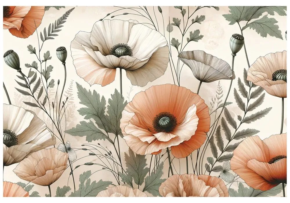 Тапет – Пастелни макови цветя