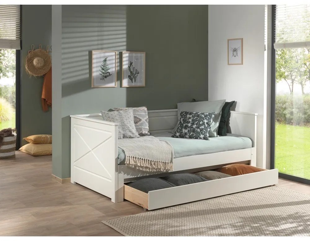 Бяло детско легло 180x200/90x200 cm разтегателно PINO – Vipack