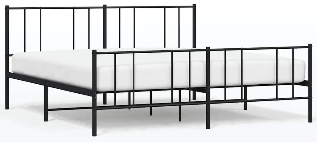 352503 vidaXL Метална рамка за легло с горна и долна табла, черна, 183x213 см