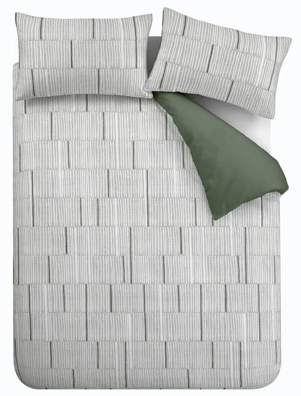 Сиво-зелено памучно спално бельо за единично легло 135x200 cm Camden - Content by Terence Conran
