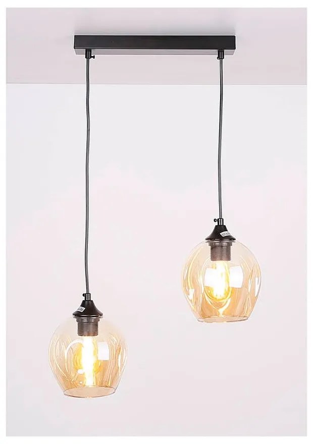 Черна висяща лампа със стъклен абажур 14x48 cm Aspa - Candellux Lighting