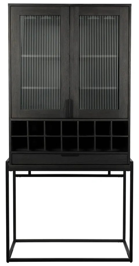 Черна дъбова стойка за вино за 20 бутилки, 89x181 cm Travis - Zuiver