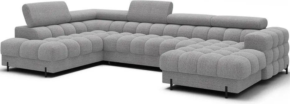 Сив разтегателен ъглов диван от букле (ляв ъгъл U форма) Feraria – ELTAP