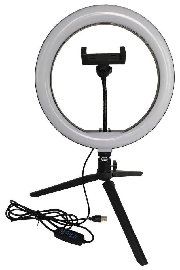 LED регулируема лампа с трипод и държач за влогинг LED/10W/5V 2700-6500K