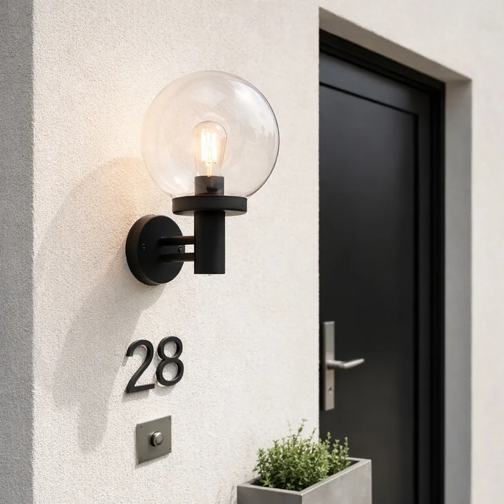 Външна стенна лампа черна с пластмаса IP44 неръждаема стомана - Sfera
