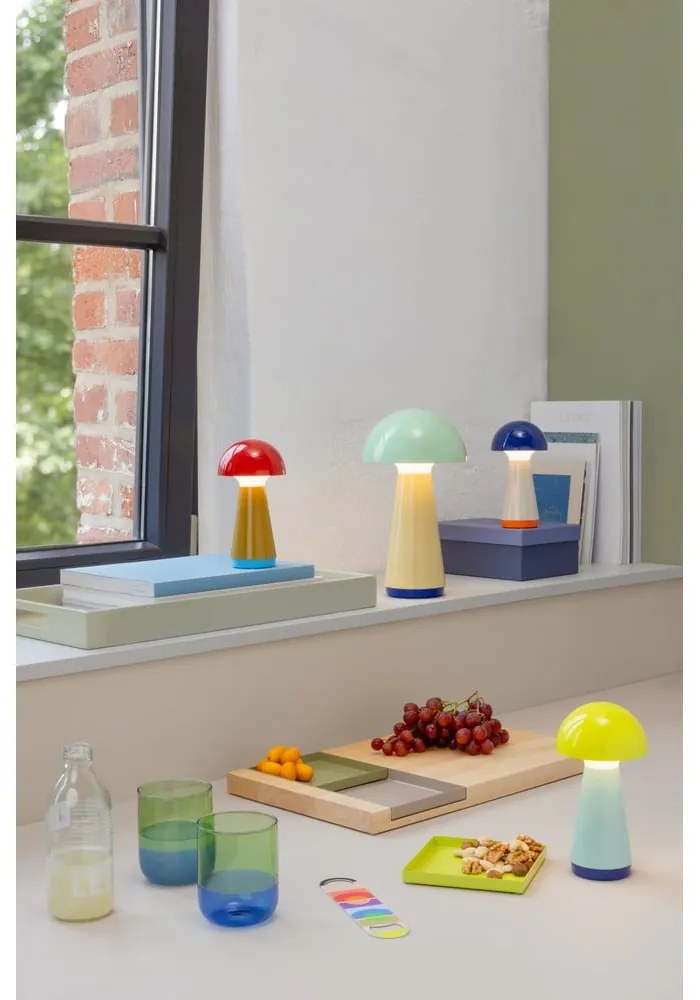 Жълта и светлосиня LED затъмняваща се настолна лампа (височина 18 cm) Bobbi – Remember