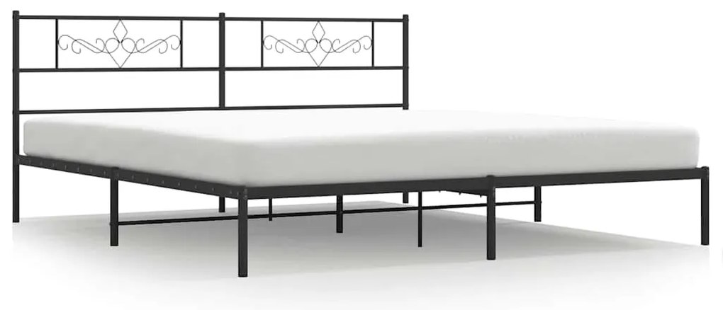 355272 vidaXL Метална рамка за легло с горна табла, черна, 183x213 см