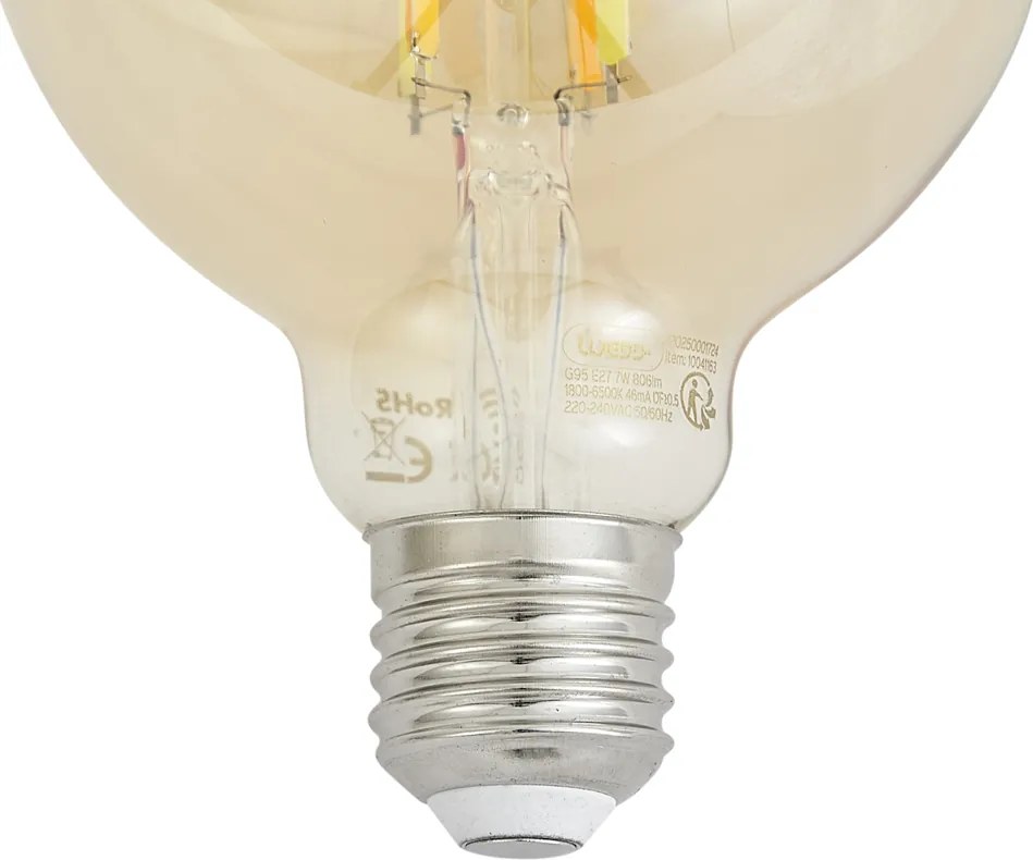 Комплект от 5 смарт E27 димируеми LED крушки G95 златисти 7W 806 lm 1800-6500K