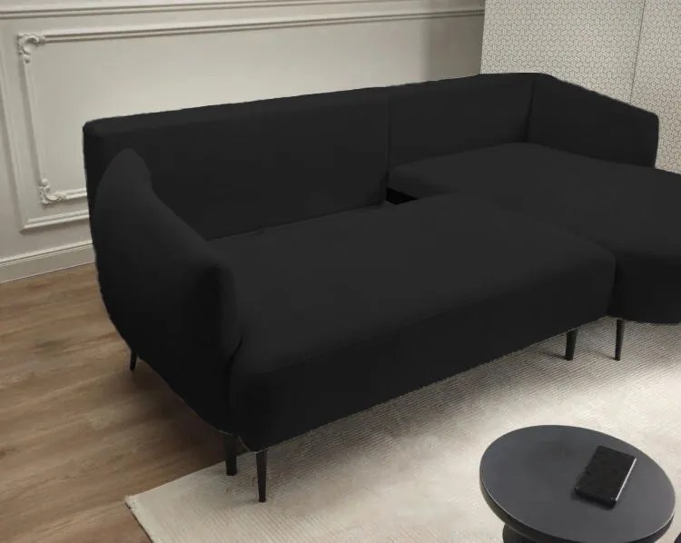 Ъглов диван Тери Мини-черен-десен