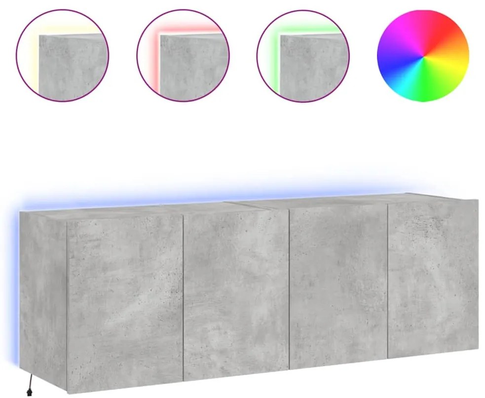 837309 vidaXL Стенни ТВ шкафове с LED лампи, 2 бр, бетонно сиви, 60x35x41 см