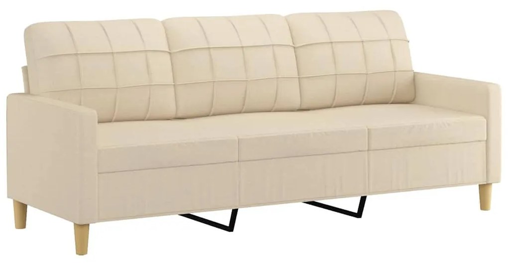 359101 vidaXL 3-местен диван, кремав, 180 см, плат