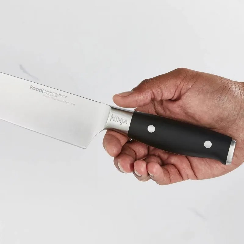 Комплект кухненски ножове с точило Ninja K32014EUUK, 6 части, StaySharp, Ергономичен дизайн, Сребрист/черен