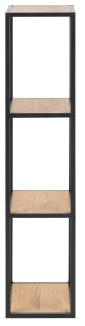 Черна/естествена стенна библиотека от декор от дъб 37x108 cm Seaford – Actona
