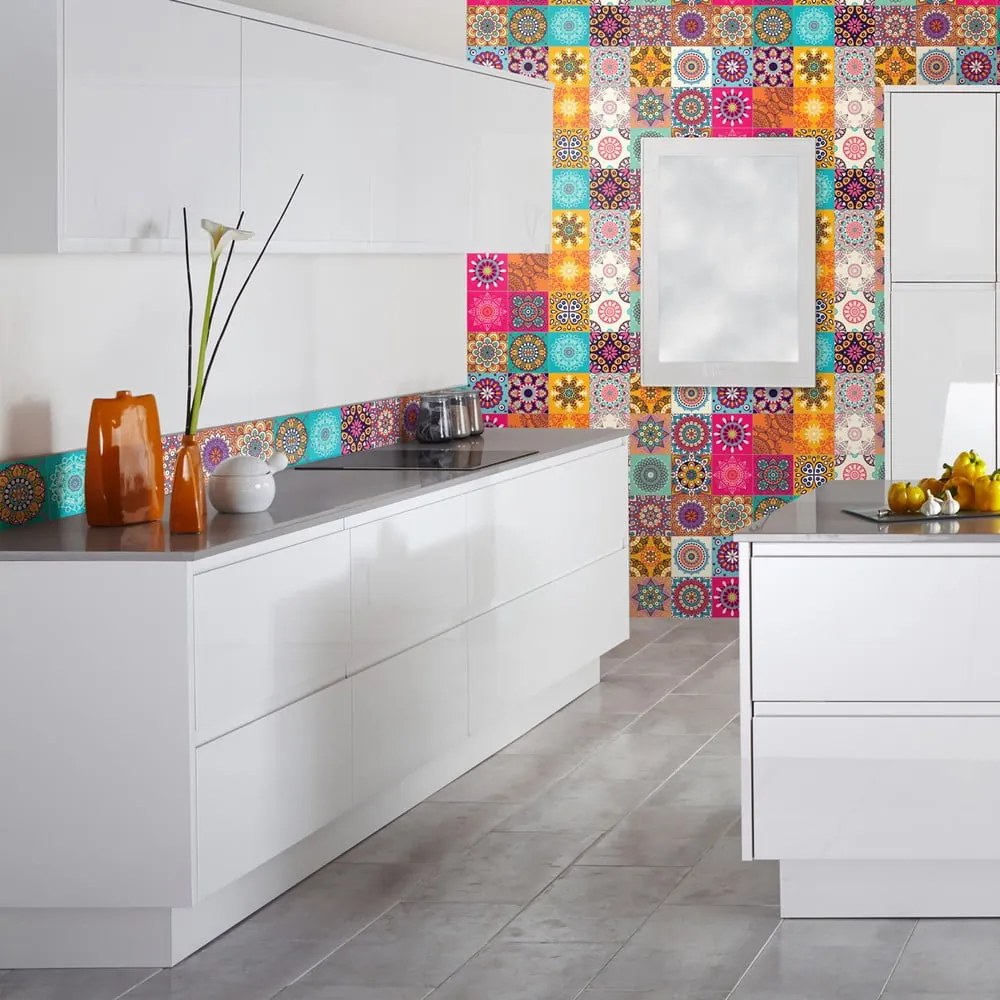 Комплект от 24 декоративни стикера за стена Clarissa, 10 x 10 cm - Ambiance