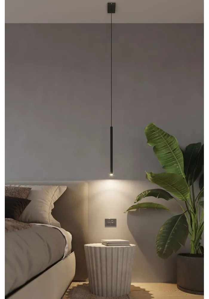 Черно метално висящо осветително тяло ø 20 cm Fideus – Sollux