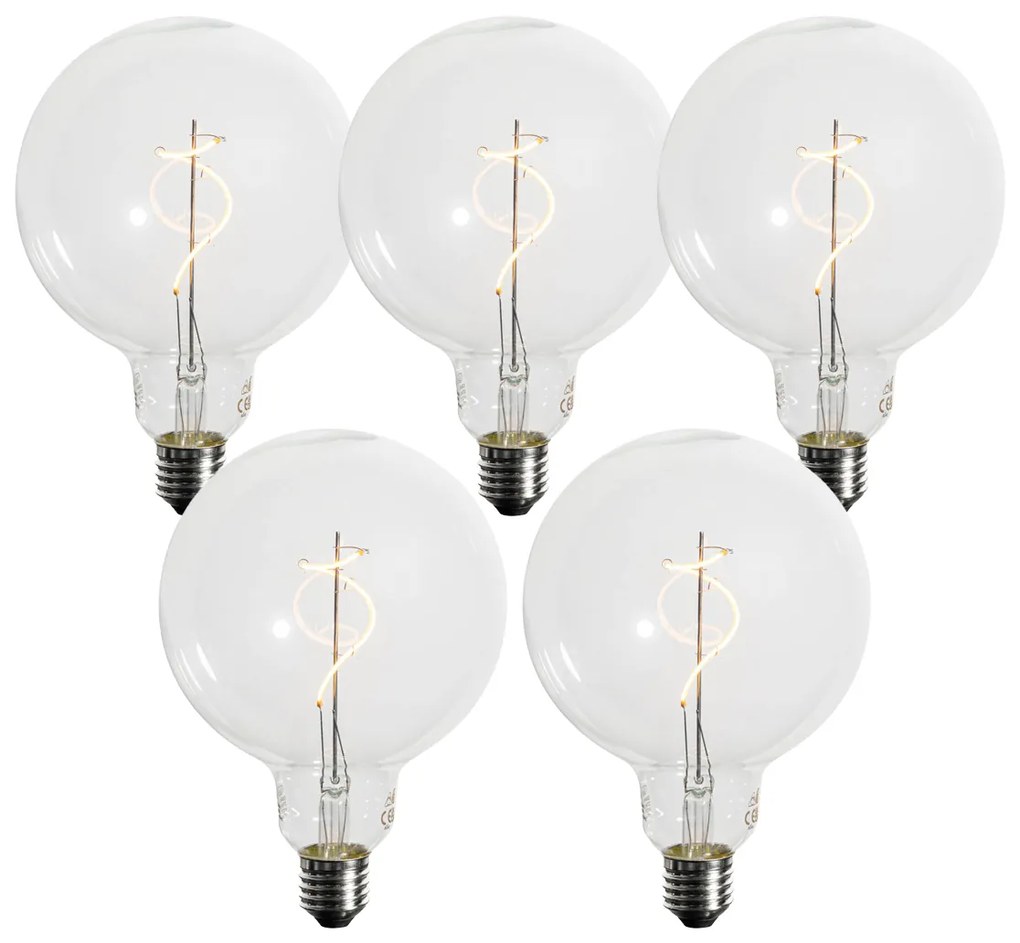 Комплект от 5 E27 димируеми LED крушки със спираловидна нажежаема жичка G125 4W 270LM 2200K